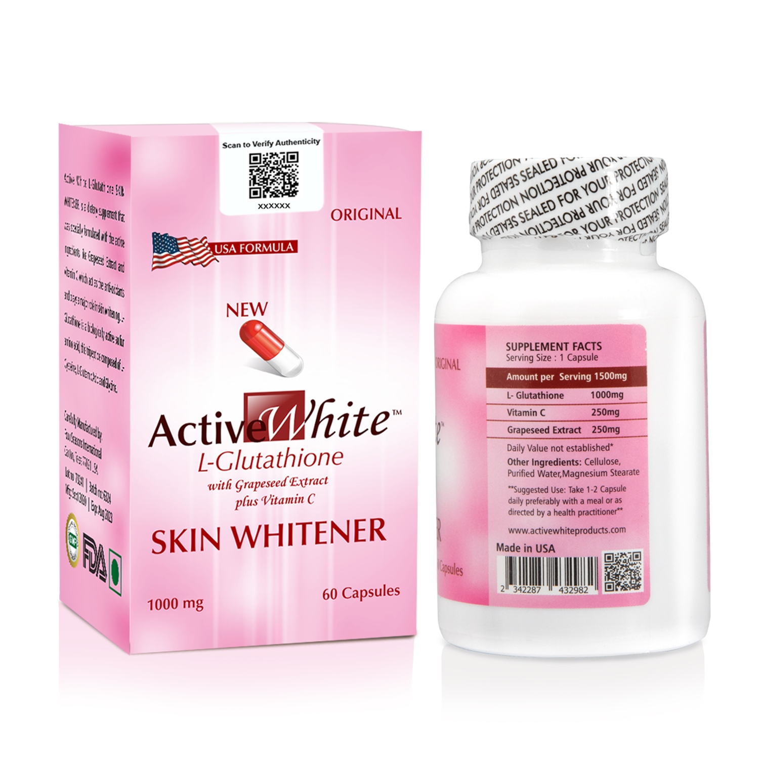 Active White L Glutathione Skin Whitening Pills