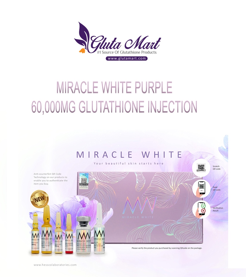 Miracle White Purple 60000mg Glutathione Whitening Injection